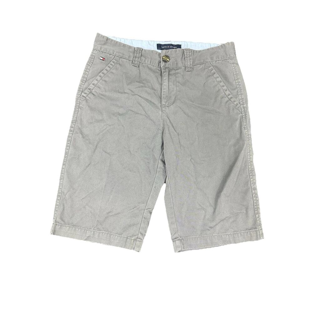 Tommy Hilfiger Size 18 Teens Boy Gray Cargo Shorts Casual Button Closure Zip Fly